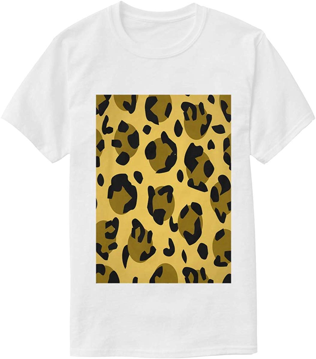 Leopard Animal Texture for Men Casual Crew Neck Funny White T-Shirts