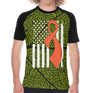 Leukemia Awareness Flag Mens Sports Short Sleeve Funny Black T-Shirts