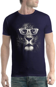 Lion Glasses Funny Animals Men New Blue T-Shirts