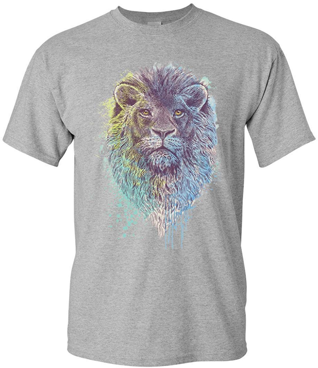 Lion Head King of The Jungle Wildlife Animal Roar Safari Mens Gray T-Shirts