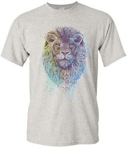 Lion Head King of The Jungle Wildlife Animal Roar Safari Mens Gray T-Shirts