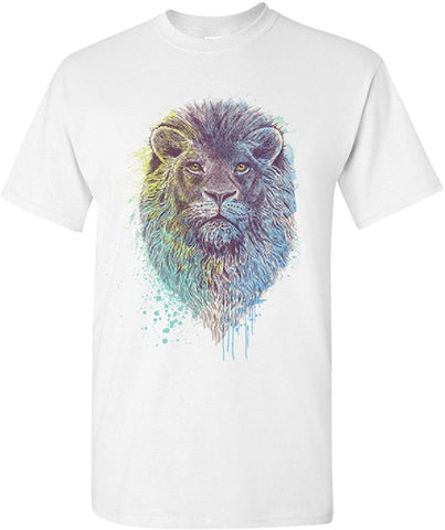 Lion Head King of The Jungle Wildlife Animal Roar Safari Mens White T-Shirts