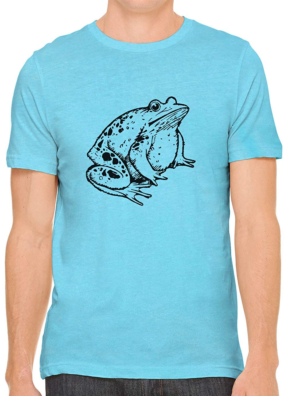 Little Fat Frog Cotton Crewneck Mens Blue T-Shirts