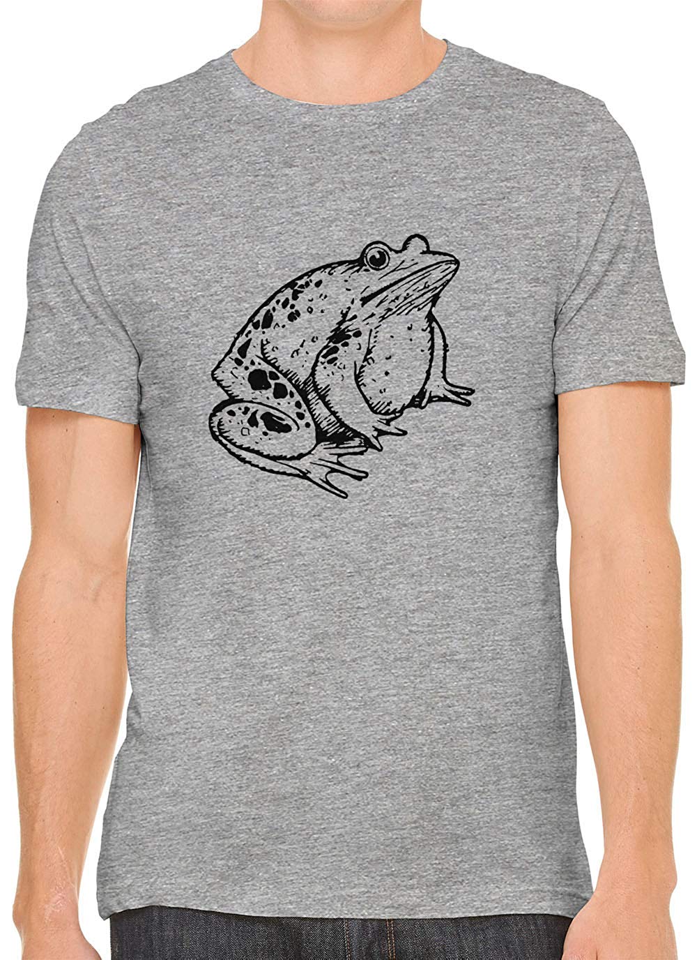 Little Fat Frog Cotton Crewneck Mens Gray T-Shirts