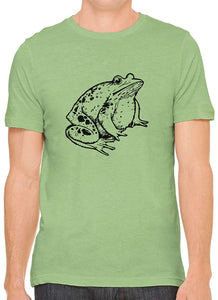 Little Fat Frog Cotton Crewneck Mens Green T-Shirts