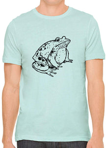 Little Fat Frog Cotton Crewneck Mens Green T-Shirts