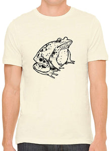 Little Fat Frog Cotton Crewneck Mens Nature T-Shirts