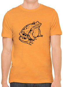 Little Fat Frog Cotton Crewneck Mens Orange T-Shirts