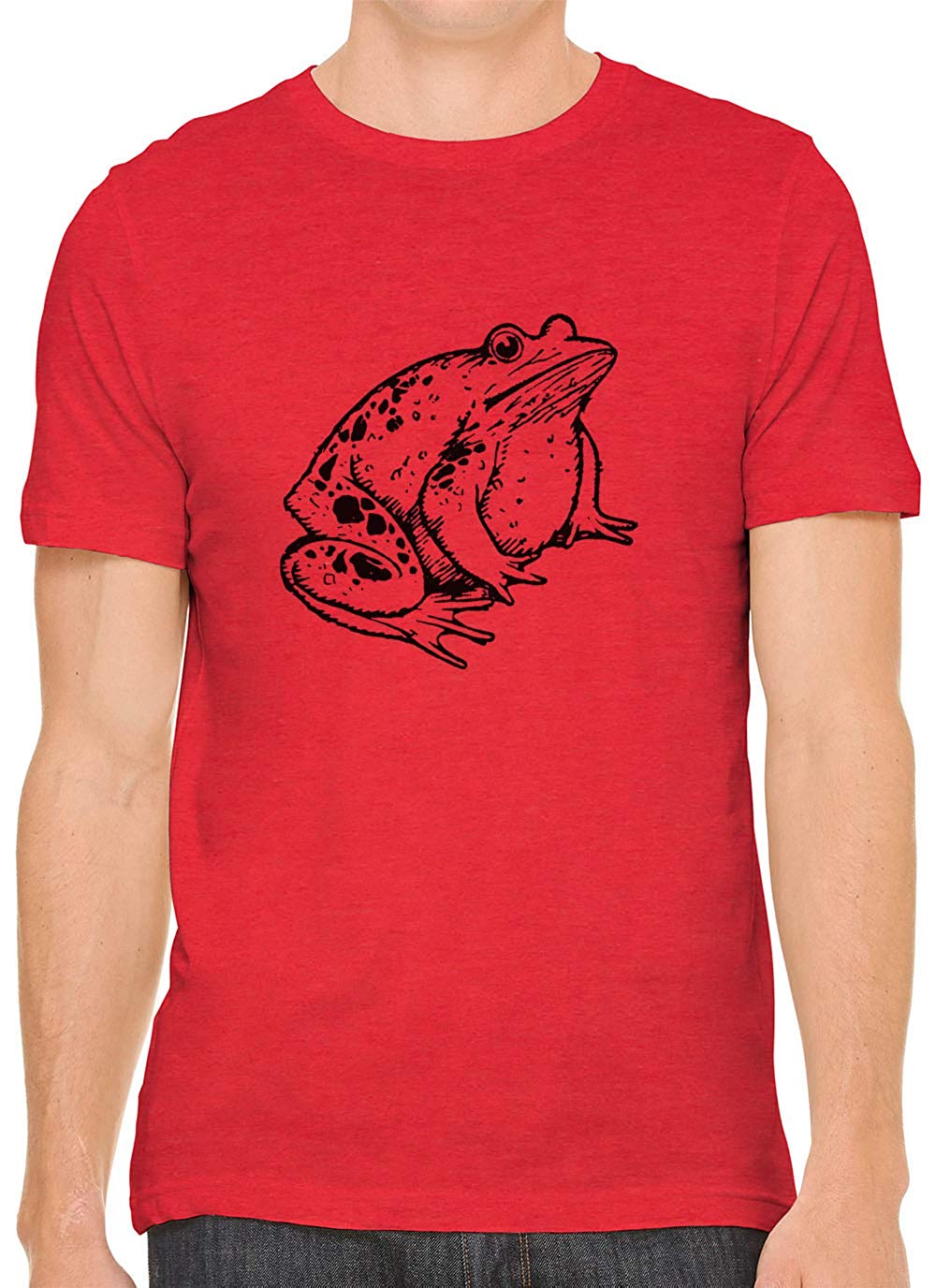 Little Fat Frog Cotton Crewneck Mens Red T-Shirts