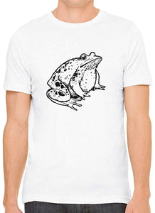 Little Fat Frog Cotton Crewneck Mens White T-Shirts