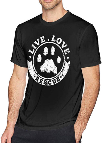 Live Love Rescue Animal Men's Short Sleeve Novelty Black T-Shirts