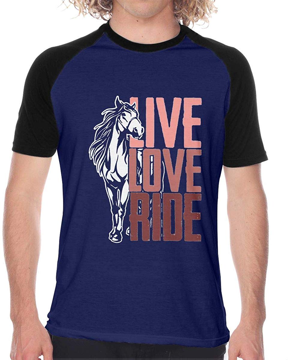 Live Love Ride Horse Men's Sports Short Sleeve Printed Black T-Shirts