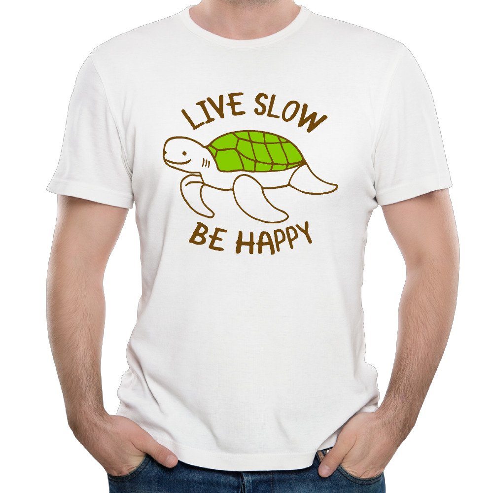 Live Slow Turtle Man Short Sleeve White T-Shirts