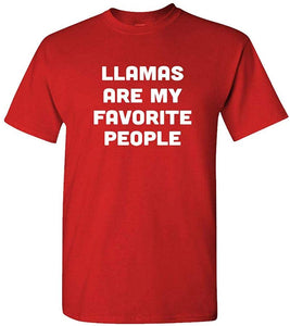 Llamas are My Favorite People-Alpaca-Mens Cotton Red T-Shirts