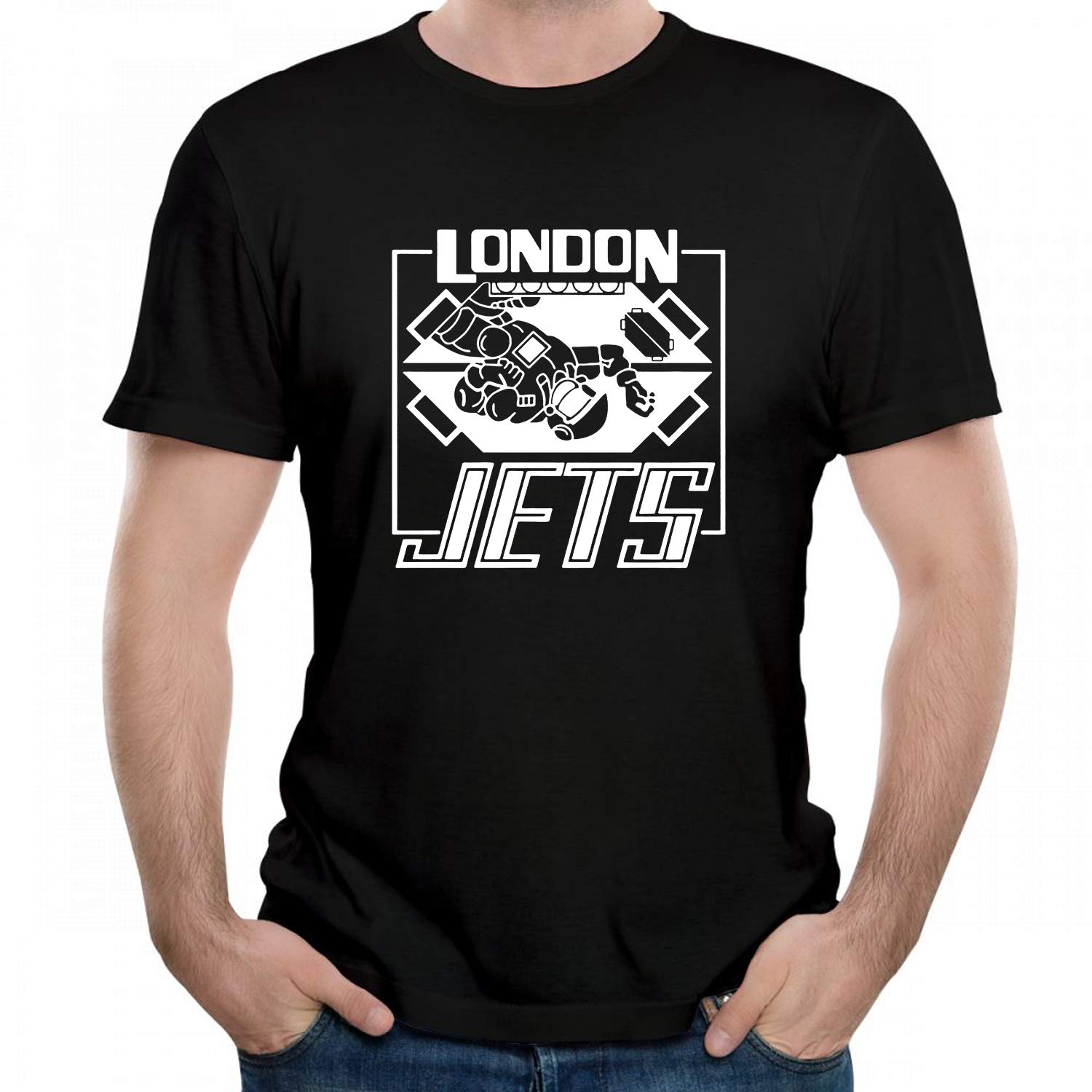 London Jets Plain Casual Graphic Mens/Unisex Crewneck Black T-Shirts