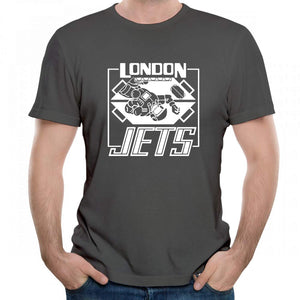 London Jets Plain Casual Graphic Mens/Unisex Crewneck Grey T-Shirts