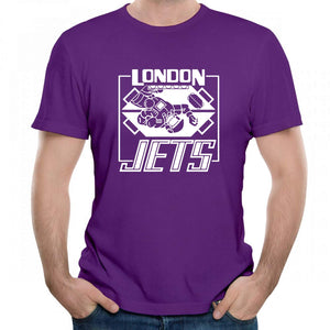 London Jets Plain Casual Graphic Mens/Unisex Crewneck Purple T-Shirts