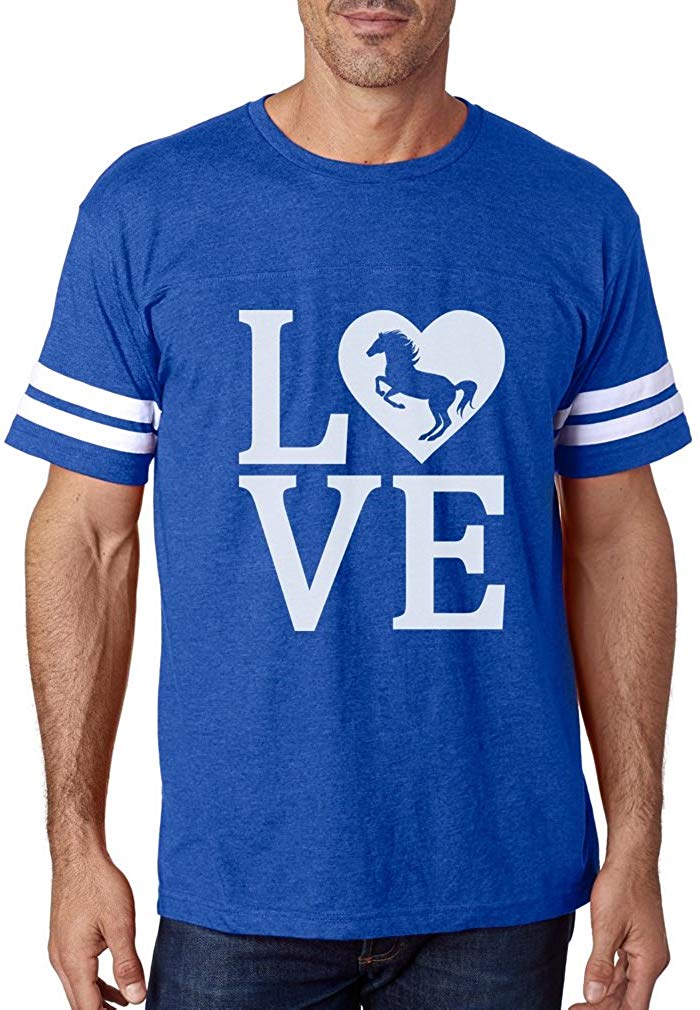 Love Horses Gift for Horse Lover Football Jersey Blue T-Shirts