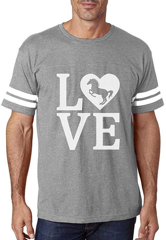 Love Horses Gift for Horse Lover Football Jersey Gray/White T-Shirts