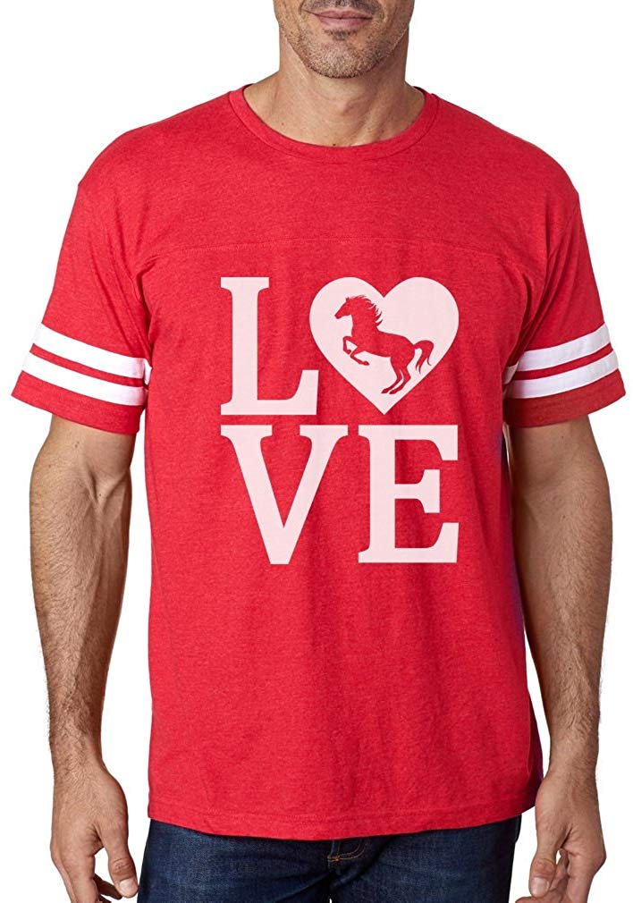 Love Horses Gift for Horse Lover Football Jersey Red/White T-Shirts