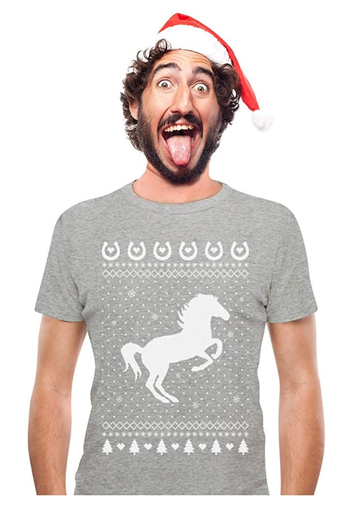 Love Horses Gift for Horse Lover Ugly Christmas Gray T-Shirts