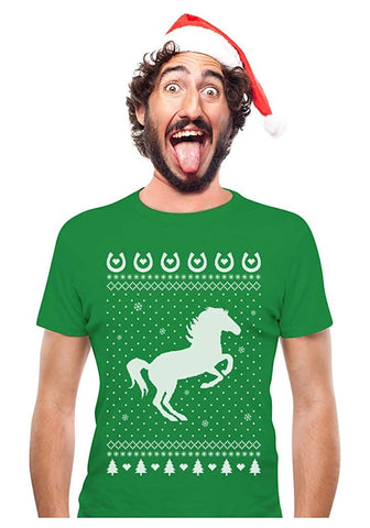 Love Horses Gift for Horse Lover Ugly Christmas Green T-Shirts