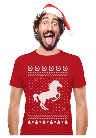 Love Horses Gift for Horse Lover Ugly Christmas Red T-Shirts