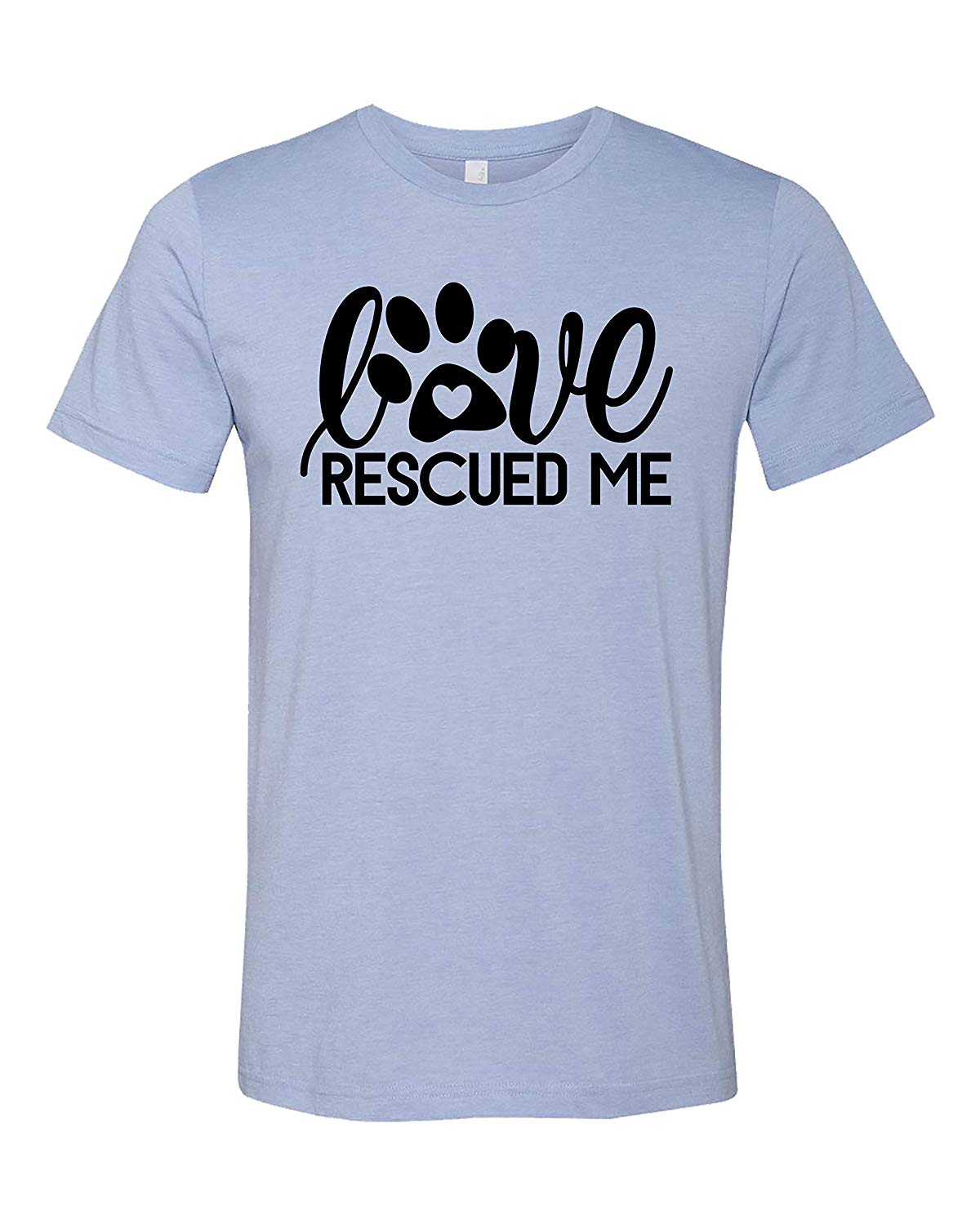 Love Rescued Me Adult Short Sleeve Jersey Blue T-Shirts