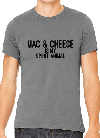 Mac and Cheese is My Spirit Animal Cotton Men Gray T-Shirts