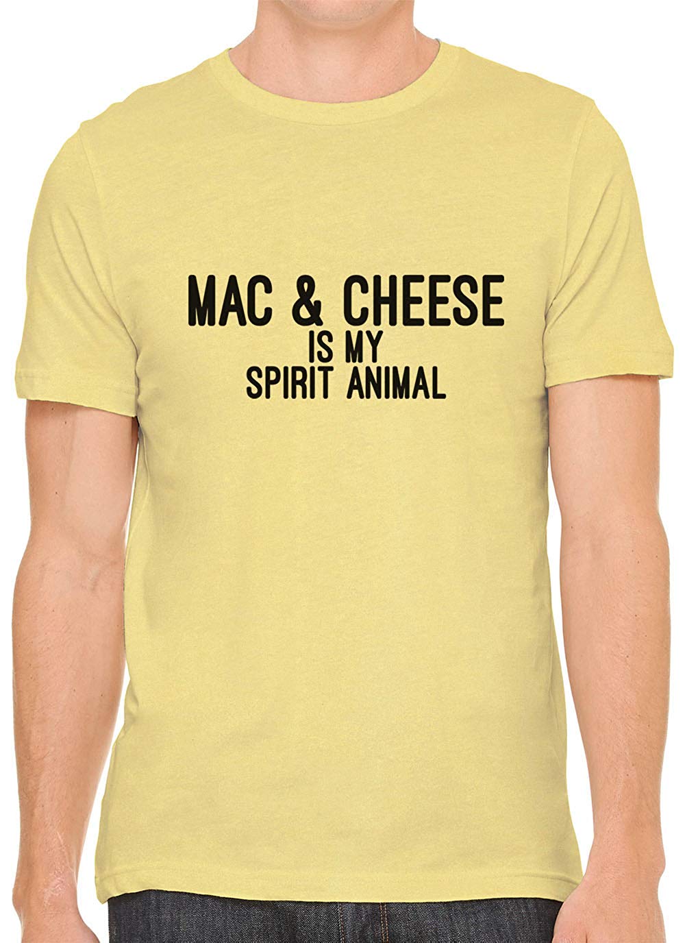 Mac and Cheese is My Spirit Animal Cotton Men Yellow T-Shirts