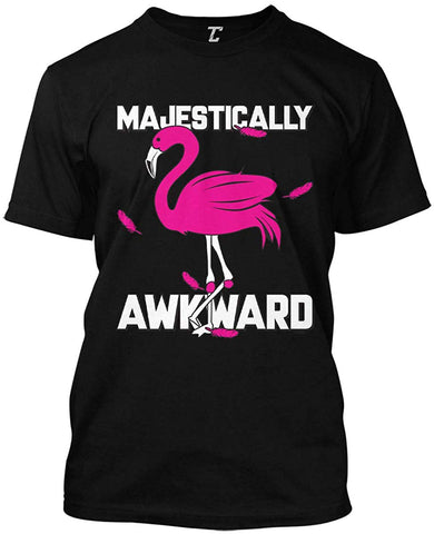 Majestically Awkward-Pink Flamingo Men's Black T-Shirts