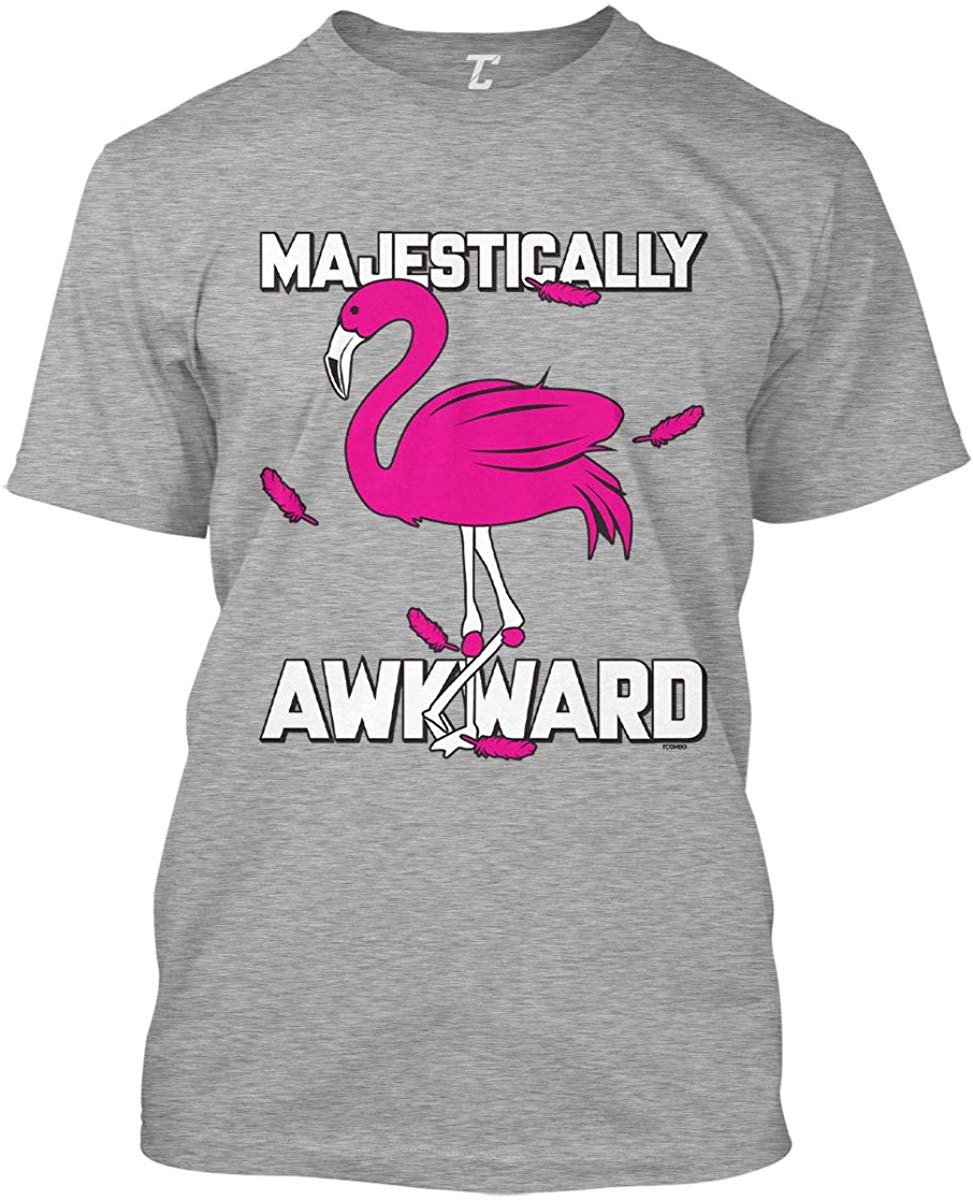 Majestically Awkward-Pink Flamingo Men's Gray T-Shirts