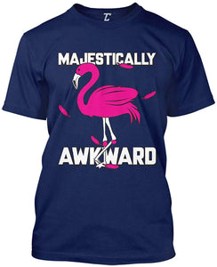 Majestically Awkward-Pink Flamingo Men's Navy T-Shirts