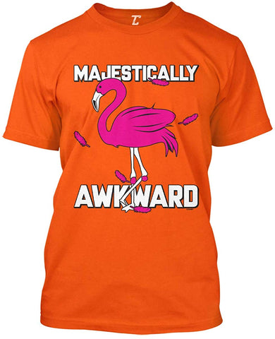 Majestically Awkward-Pink Flamingo Men's Orange T-Shirts