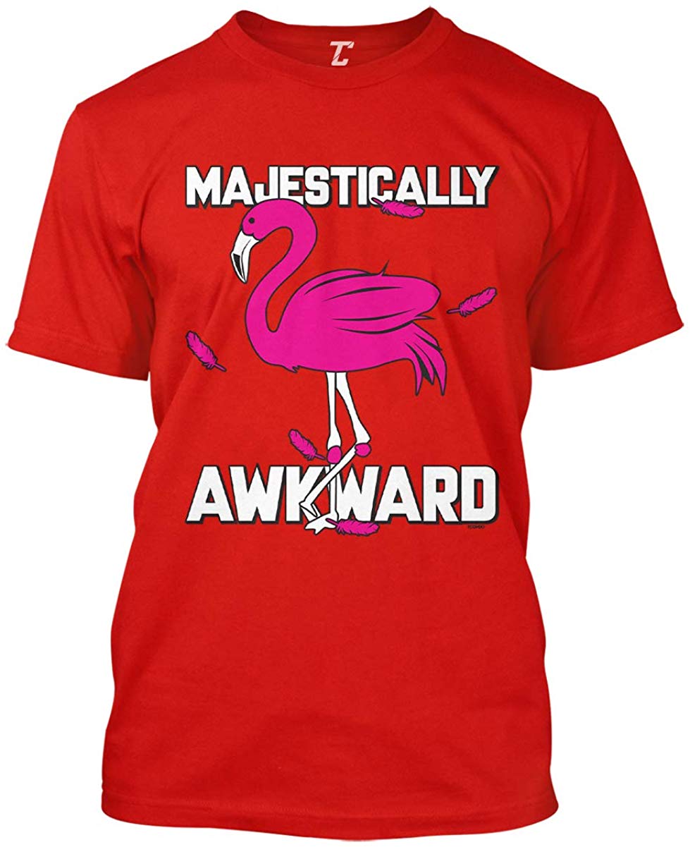 Majestically Awkward-Pink Flamingo Men's Red T-Shirts