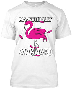 Majestically Awkward-Pink Flamingo Men's White T-Shirts