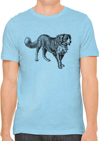 Mans Best Friend Cotton Crewneck Men Blue T-Shirts