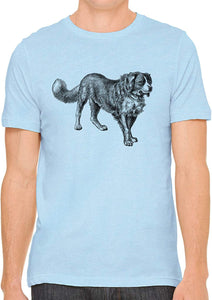 Mans Best Friend Cotton Crewneck Men Blue T-Shirts