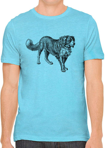 Mans Best Friend Cotton Crewneck Men Blue T-Shirts