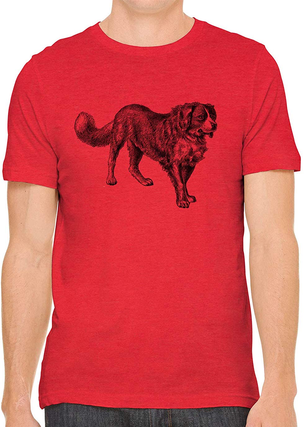 Mans Best Friend Cotton Crewneck Men Red T-Shirts