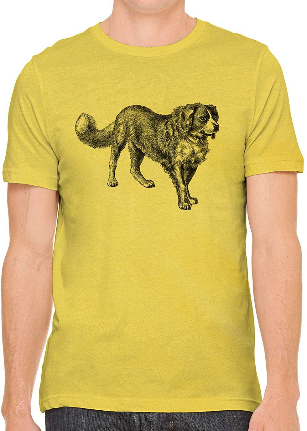 Mans Best Friend Cotton Crewneck Men Yellow T-Shirts