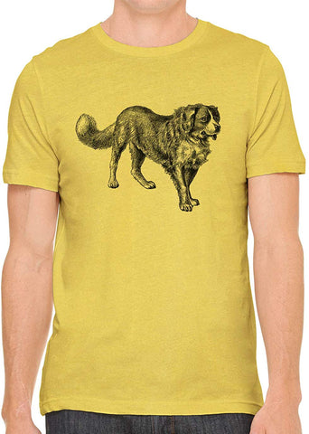 Mans Best Friend Cotton Crewneck Men Yellow T-Shirts