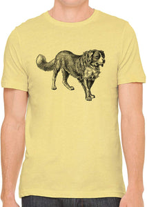 Mans Best Friend Cotton Crewneck Men Yellow T-Shirts