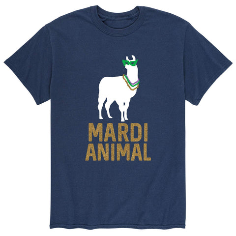 Mardi Animal Sparkle-Louisiana Mardis Gras Drinking Adult Short Sleeve Navy T-Shirts