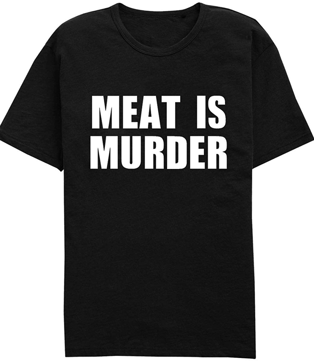 Meat Is Murder Vegetarian Vegan unisex slogan Black T-Shirts