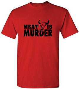 Meat is Murder-Mens Cotton Red T-Shirts