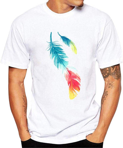 Men 2019 Newest Casual Summer Mens Graphic Printed Short Sleeve Lightweight White T-Shirts