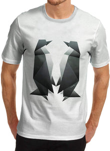 Men Cotton Novelty Animal Theme Origami Penguins Large White T-Shirts