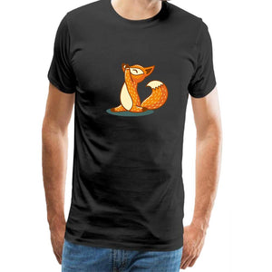 Men Cotton Short Sleeve Animal Fox Yoga Print Novelty Adult Unisex Black T-Shirts