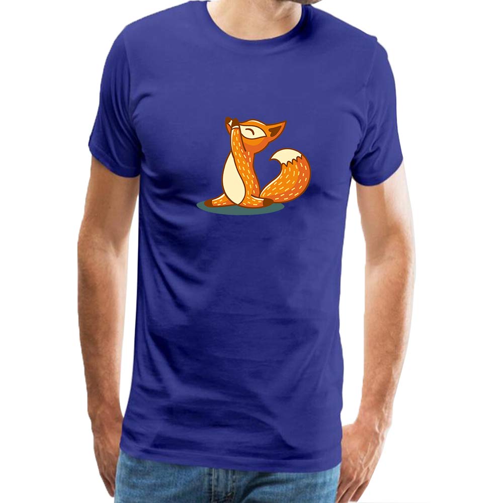 Men Cotton Short Sleeve Animal Fox Yoga Print Novelty Adult Unisex Blue T-Shirts